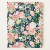 Meisje Baas | Marine en roze bloemen gepersonalise Planner (Achterkant)