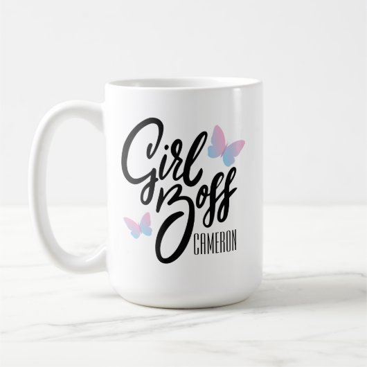 MEISJE BAAS | Retro Typografie Gepersonaliseerd Koffiemok (Links)