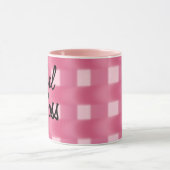 Meisje baas roze ruitjesontwerp mok (Midden)