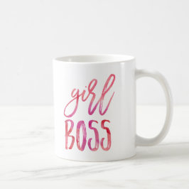 Meisje Baas | Roze Waterverf Koffie Mok