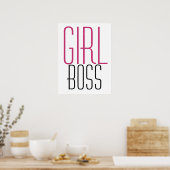 Meisje Baas Typografie Roze Zwart Poster (Keuken)
