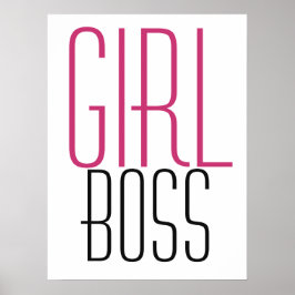 Meisje Baas Typografie Roze Zwart Poster