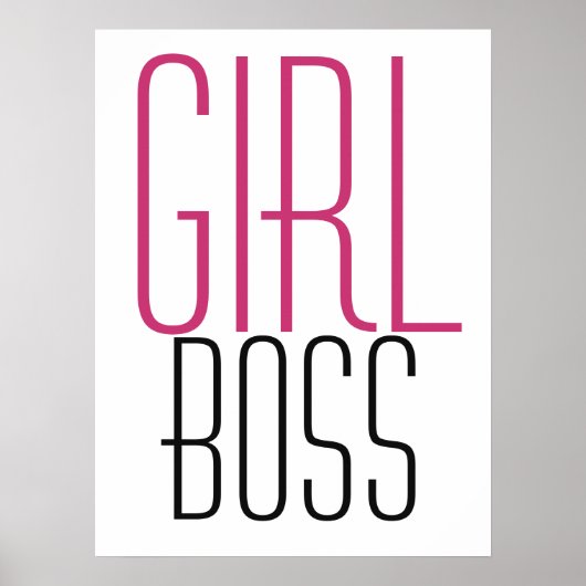 Meisje Baas Typografie Roze Zwart Poster (Voorkant)