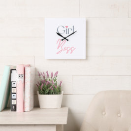 Meisje Baas Woord Tekst Rond Elegante Wandklok