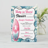 Meisje Baby aan boord Baby shower uitnodiging (Staand voorkant)