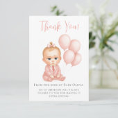 Meisje Baby Baas Bedankt Card – Roze Baas Baby (Staand voorkant)