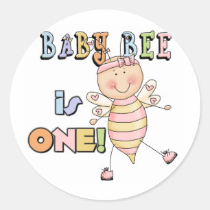 Meisje Baby Bee 1e Verjaardag Tshirts en geschenke Ronde Sticker