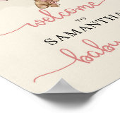 Meisje baby beer roze bruine ballonnen welkomstbor poster (Hoek)