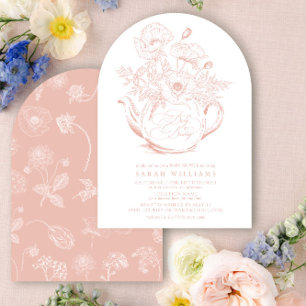 Meisje Baby brouwt  roze bloemendouche Kaart