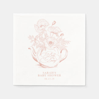 Meisje Baby brouwt  roze bloemendouche Servet