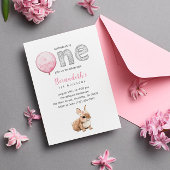 Meisje Baby Bunny 1e Verjaardagsfeestuitnodiging Kaart
