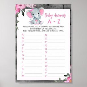 Meisje Baby Dier Spel Douche Activiteit Olifant Poster