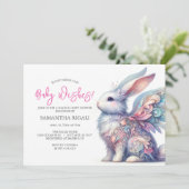 Meisje Baby Douche Uitnodigingen Spring Bunny (Staand voorkant)