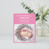 Meisje Baby Geboorte Aankondiging Bedankt Briefkaart (Staand voorkant)