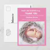 Meisje Baby Geboorte Aankondiging Bedankt Briefkaart (Voorkant / Achterkant)