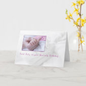 Meisje Baby Hemelse Verjaardag Hand in Hart Kaart (Gele Bloem)