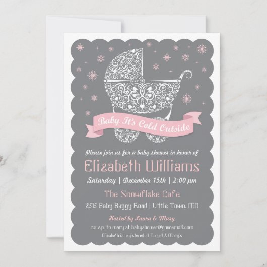 Meisje Baby Het is koud Buiten Douche Uitnodiging (Voorkant)