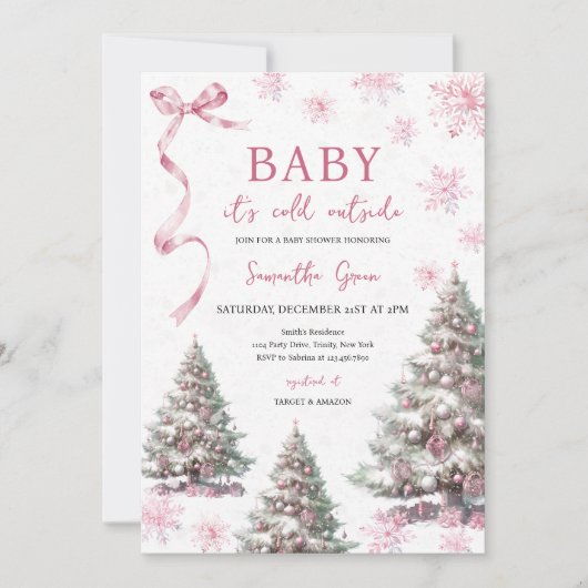 Meisje Baby Het is koud Buiten Kerst Baby shower Kaart (Voorkant)
