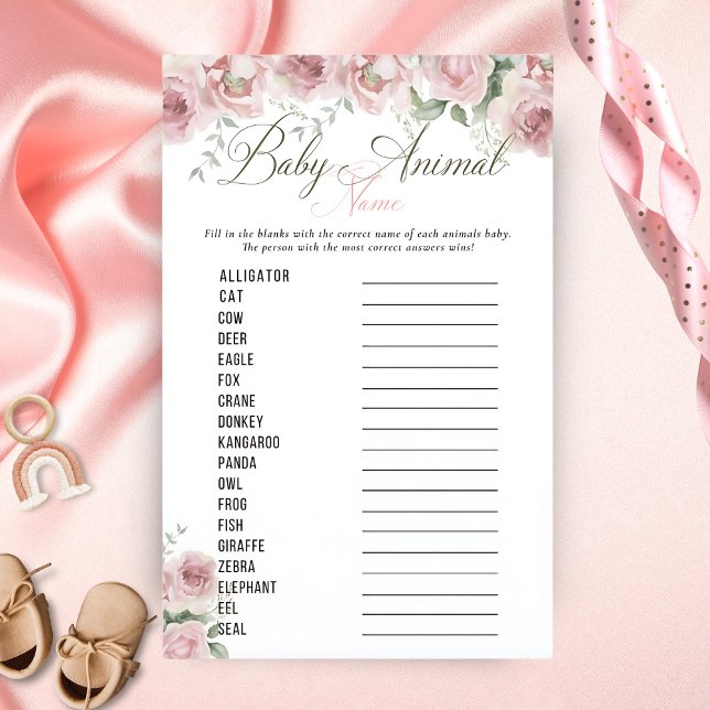 Meisje Baby in Bloom Baby shower Animal Name Game (Creator heeft geüpload)