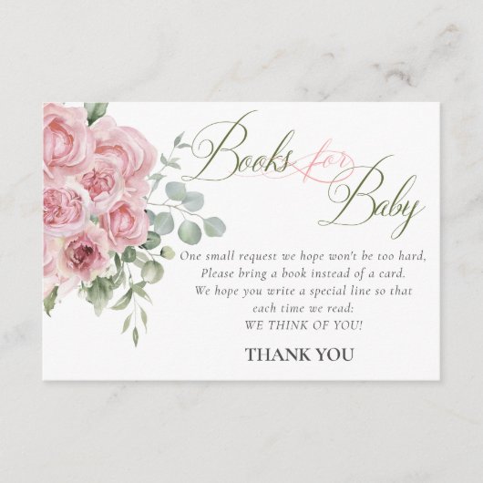 Meisje Baby in Bloom Baby shower Boeken voor Baby Informatiekaartje (Voorkant)