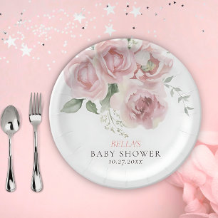 Meisje Baby in Bloom Baby shower Borden Papieren Bordje