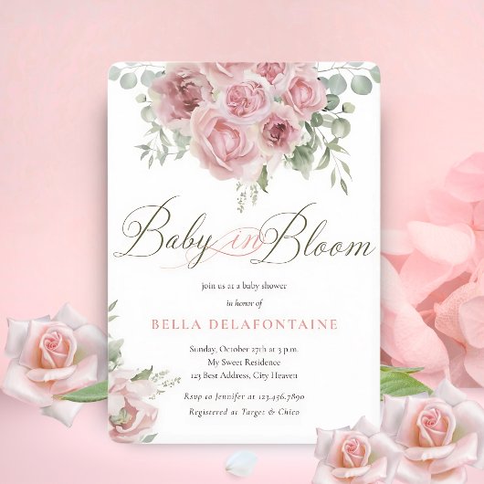 Meisje Baby in Bloom Baby shower Kaart