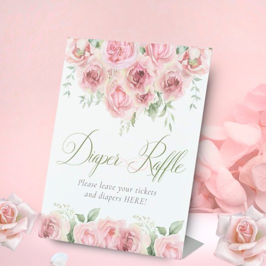 Meisje Baby in Bloom Baby shower Luier Raffle Reclamebord Met Voetstuk
