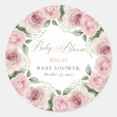 Meisje Baby in Bloom Baby shower Ronde Sticker (Voorkant)