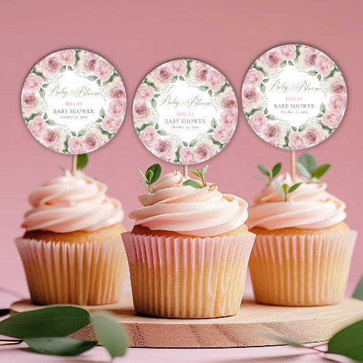 Meisje Baby in Bloom Baby shower Ronde Sticker