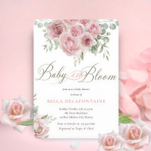 Meisje Baby in Bloom Baby Shower Uitnodiging
