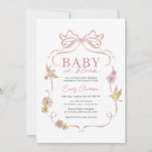 Meisje Baby in Bloom Pink Bow Wildflower Douche Kaart (Voorkant)