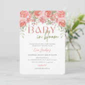 Meisje Baby in Bloom Shower Roos Roze Gouden Bloem Kaart (Staand voorkant)