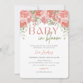 Meisje Baby in Bloom Shower Roos Roze Gouden Bloem Kaart (Voorkant)