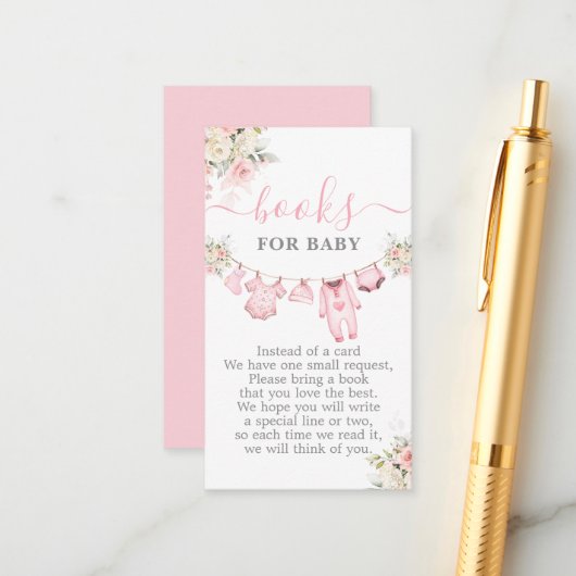 Meisje Baby Kleding Baby shower Boeken voor Baby Informatiekaartje (Voorkant / Achterkant in situ)