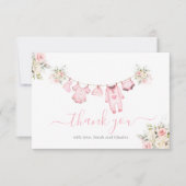 Meisje baby kleding Baby shower dank u kaart (Voorkant)