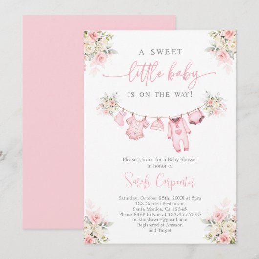 Meisje Baby Kleding Baby shower Kaart (Voorkant / Achterkant)