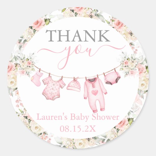 Meisje Baby Kleding Baby shower Ronde Sticker (Voorkant)
