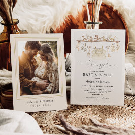 Meisje Baby Kleding Boho Neutral Tone Baby shower Kaart