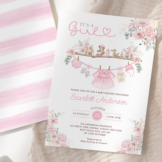 Meisje Baby Kleding Roze Bloemen Wasserij Baby sho Kaart