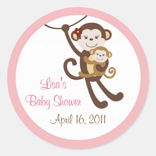 Meisje Baby Monkey Oerwoud Envelop Seals Stickers (Voorkant)
