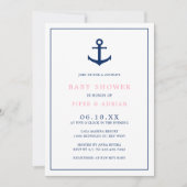 Meisje Baby Nautical Pink Blue Anchor Couples Show Kaart (Voorkant)