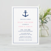 Meisje Baby Nautical Pink Blue Anchor Couples Show Kaart (Staand voorkant)