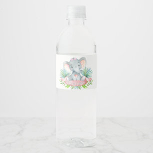 Meisje Baby Olifant Baby Shower Waterfles Labels Etiket