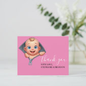 Meisje Baby Peeking uit Baby shower Dank je Briefkaart (Staand voorkant)