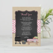 Meisje Baby Q dank u notitie gedicht / BBQ baby sh Kaart (Staand voorkant)