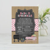 Meisje Baby Q Sprinkle, BBQ baby shower Kaart (Staand voorkant)