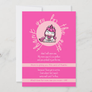 Meisje Baby Roze Eenhoorn Gender Reveal Party Bedankkaart