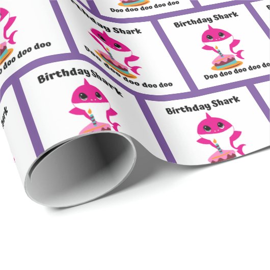 Meisje baby Shark inpakpapier (Rol Hoek)