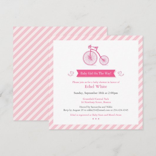 Meisje Baby shower Aankondiging Uitnodiging Kaart (Voorkant / Achterkant)