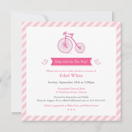 Meisje Baby shower Aankondiging Uitnodiging Kaart (Voorkant)